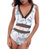 V领网状镂空连体泳衣（0505351）