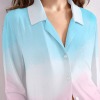 女士V领带扣长袖长裤家居服套装