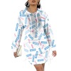 长袖连帽抽绳卫衣连衣裙 - CasualDresses